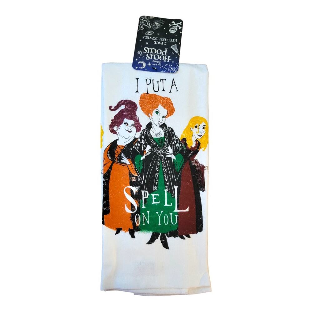 NEW Disney Hocus Pocus Put a Spell on You Halloween Kitchen Towels Set of 2